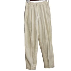Vintage Ralph Lauren Pants Womens Small Ivory Linen Trousers 90s Resortwear